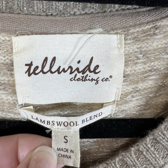 Telluride Clothing Co Cardigan Women S Cream Lambswool Fair Isle Metallic Beaded - Picture 4 of 11